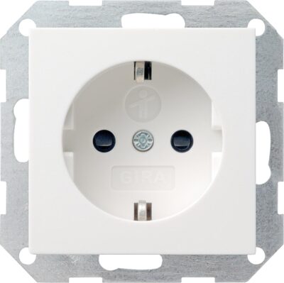Schuko-Steckdose GIRA KS System 55 Reinweiß-glänzend, 1 Stück-glänzend, Kinderschutz 1 Stück