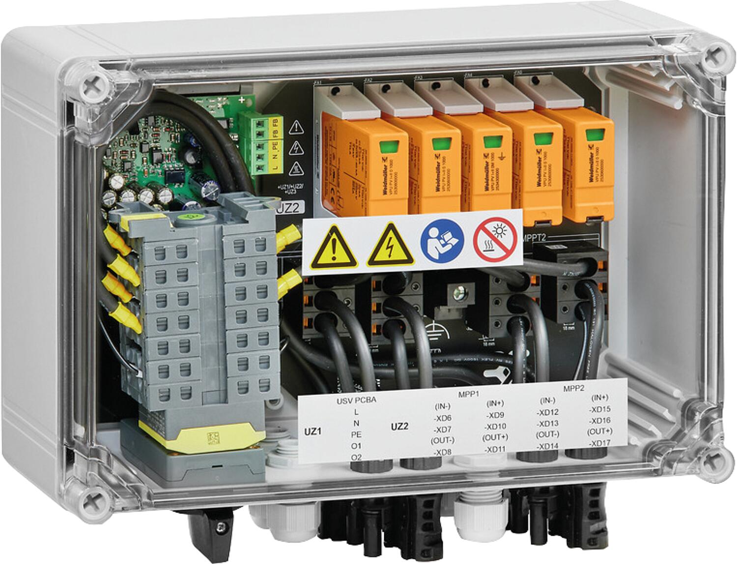 PV Feuerwehrschalter, 2MPP, 2E/1A, 2x44A, MC4-Evo2, SPD Typ I+II