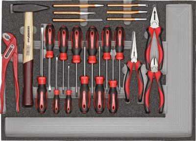 Werkzeugsatz GEDORE red Schraubendreher, Zange, Hammer, Meißel zuschneidbar 570x410mm bis 482x345mm