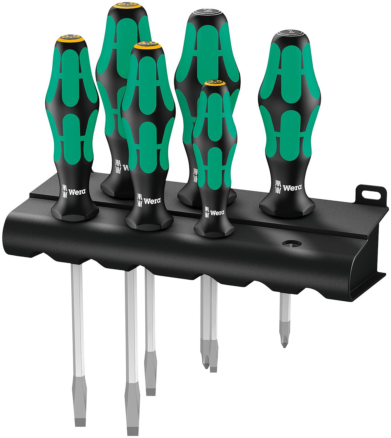 Schraubendreher-Satz Wera 334/355/6 Rack, Kraftform Plus, 6-teilig