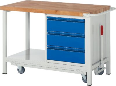 Werkbank mit absenkbarem Fahrgestell RAU 8157 Serie Basic-8 1500 x 880 x 700 mm