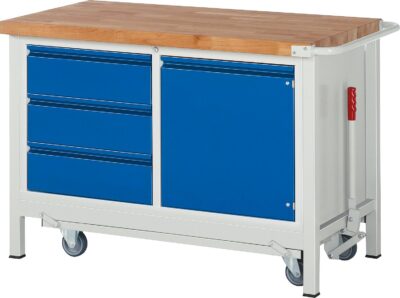 Werkbank mit absenkbarem Fahrgestell RAU 8468 Serie Basic-8 1250 x 880 x 700 mm