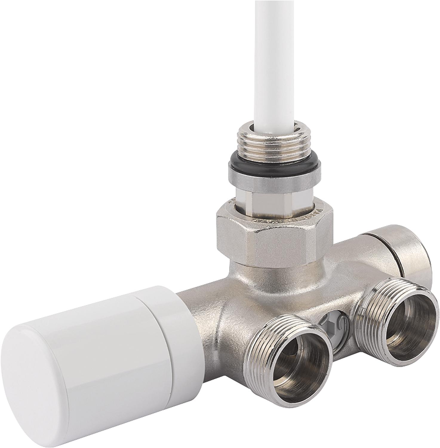 Thermostatventil Einpunktanschl. DN 15 (1/2") x DN 20 (3/4") EK Zweirohrsys., Eckform, vernick.