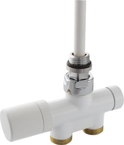 Thermostatventil Einpunktanschl. DN 15 (1/2") x DN 20 (3/4") EK Zweirohrsys., Durchgang, weiß