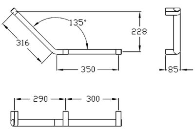 Alternative view of Winkelgriff Serie Cavere aus Alu., Anthrazit-Metallic 95, 350x316 mm, 135°, linke Ausführung
