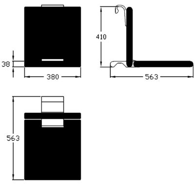 Einhängeklappsitz Serie Cavere aus Alu., Anthrazit-Metallic 95, klappbar, BxTxH:380x563x410mm