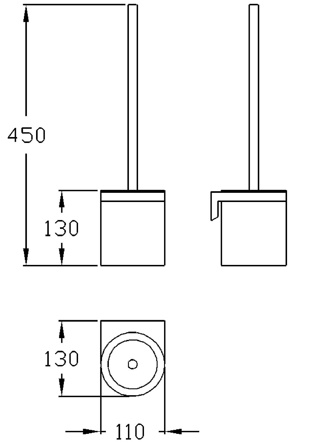 WC-Bürstengarnitur Serie Cavere aus Alu., Anthrazit-Metallic 95, Gesamthöhe 450mm, mit Befestigung – Bild 4