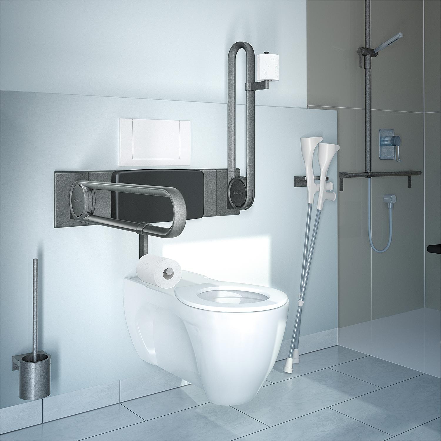 WC-Bürstengarnitur Serie Cavere aus Alu., Anthrazit-Metallic 95, Gesamthöhe 450mm, mit Befestigung