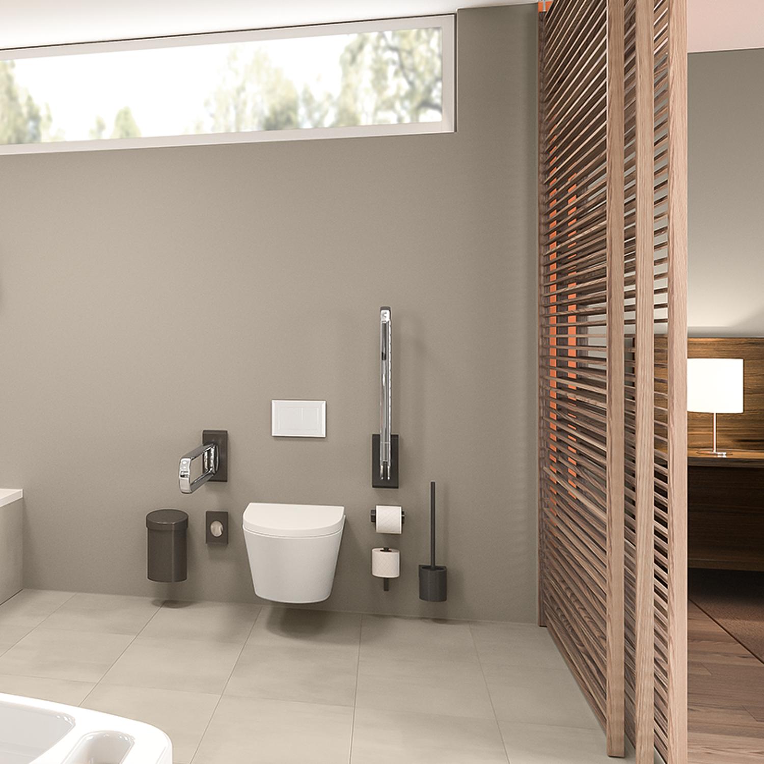 WC-Bürstengarnitur Serie Cavere aus Alu., Anthrazit-Metallic 95, Gesamthöhe 450mm, mit Befestigung – Bild 3