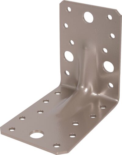 Schwerlast-Winkelverbinder 90 x 90 x 65 mm, mit Sicke DURAVIS®, Material: Stahl, sendzimirverzinkt, Oberfläche: perlbeige RAL 1035